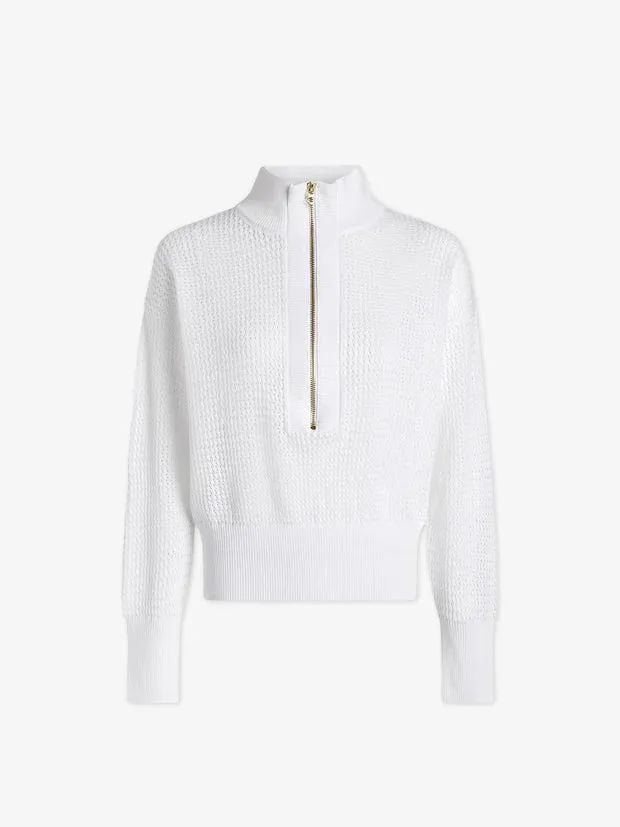 Aurora Half-Zip Knit White