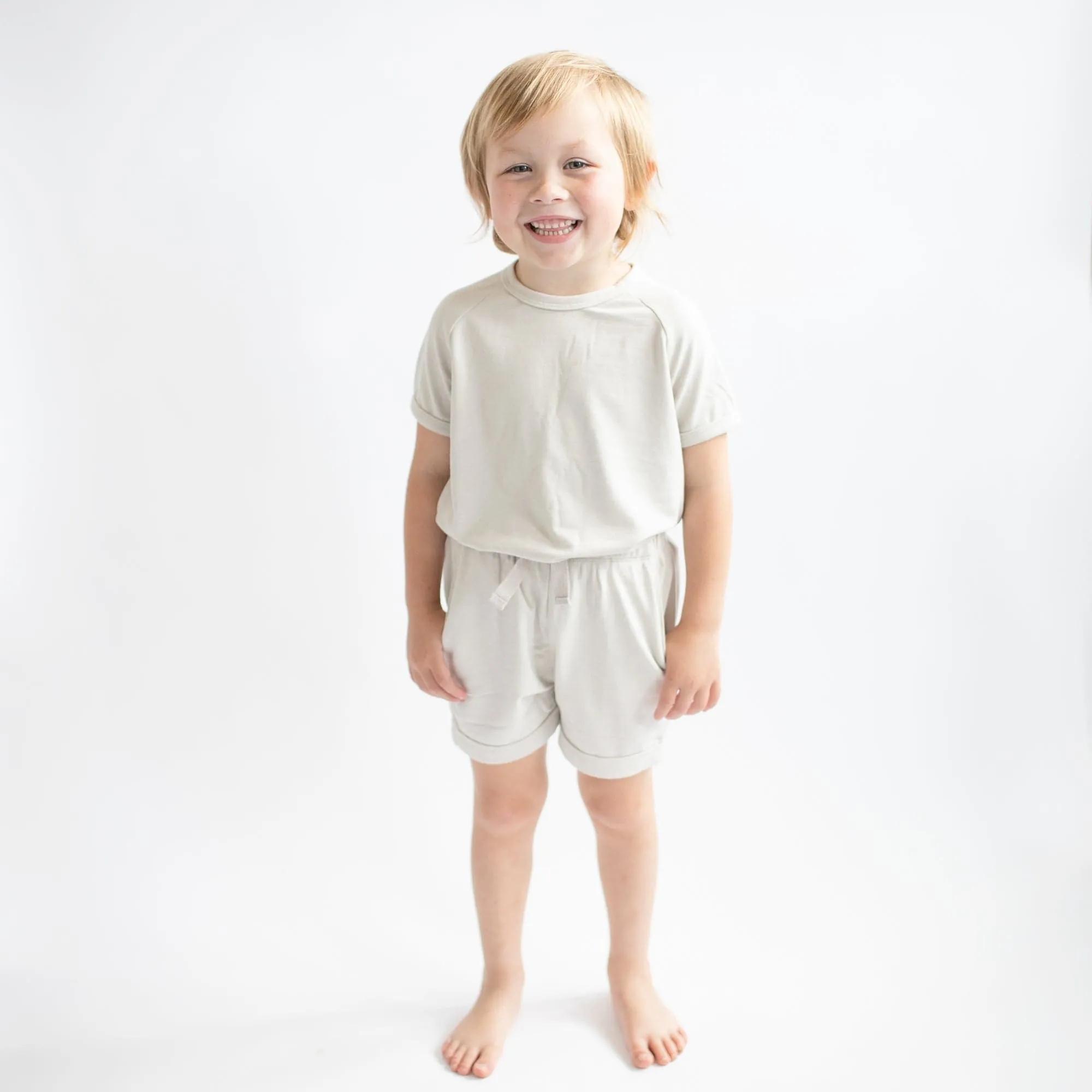 Bamboo Jersey Short Sleeve Jogger Set in Oat