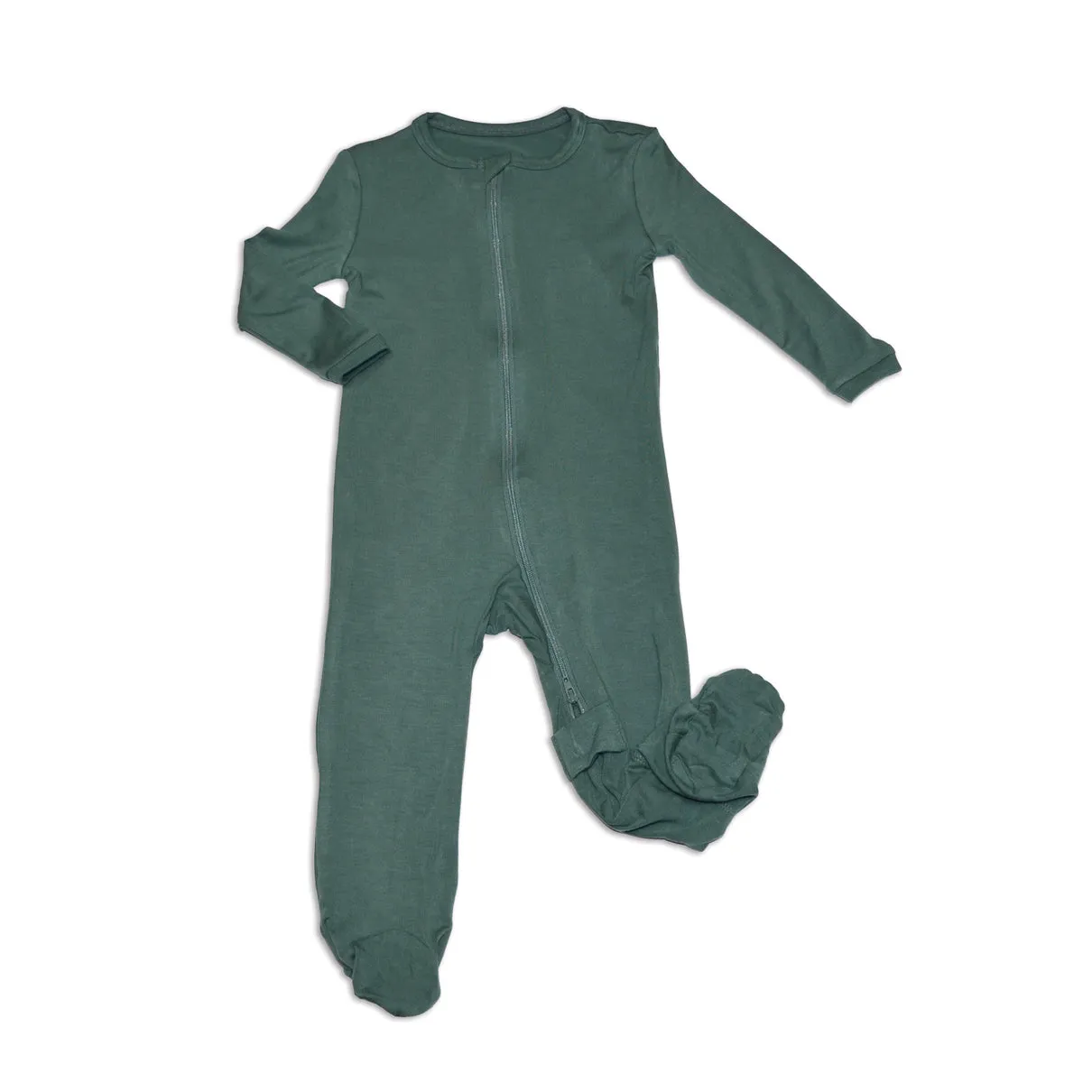 Bamboo Zip Up Footies (Pine)