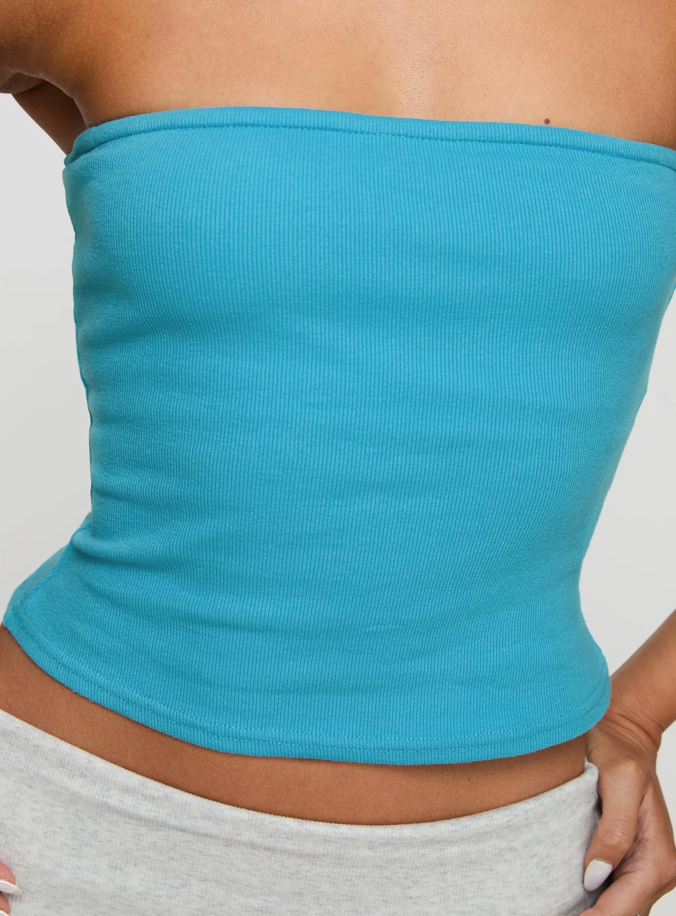 Baseline Strapless Rib Top Blue