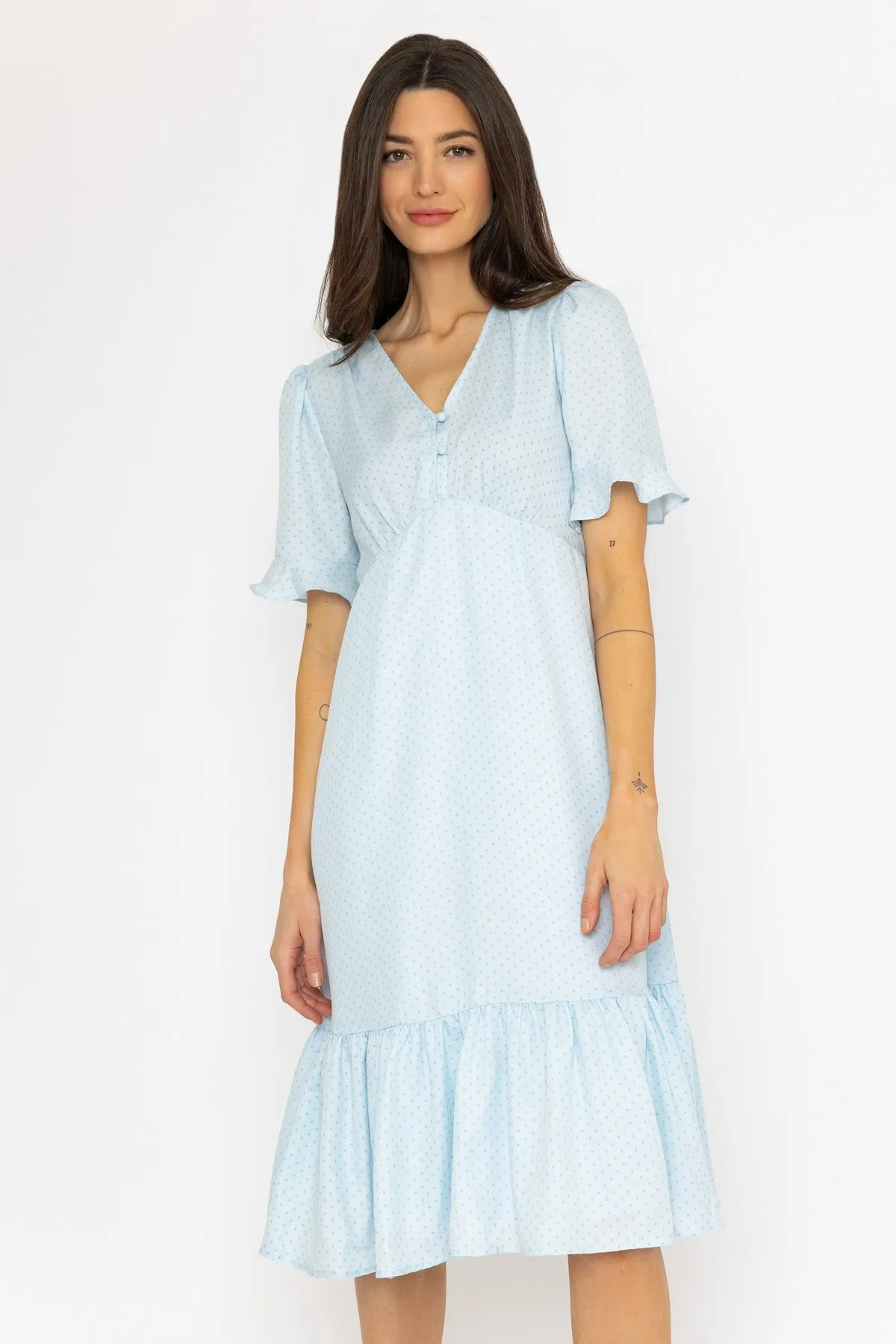 Betty Midi Dress in Blue Dot