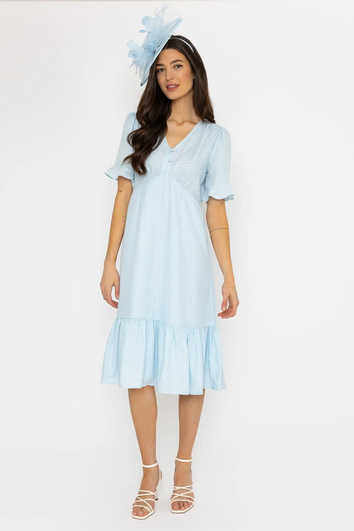 Betty Midi Dress in Blue Dot