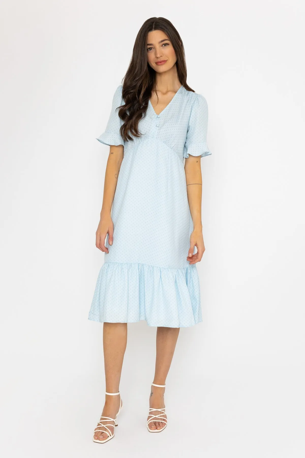 Betty Midi Dress in Blue Dot