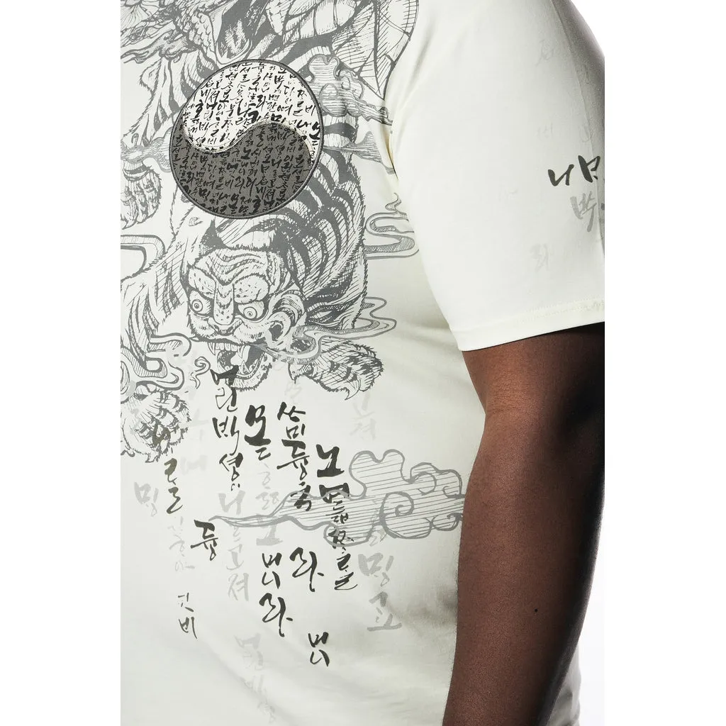 Big and Tall - Printed Tattoo Tee Shirt - Ecru