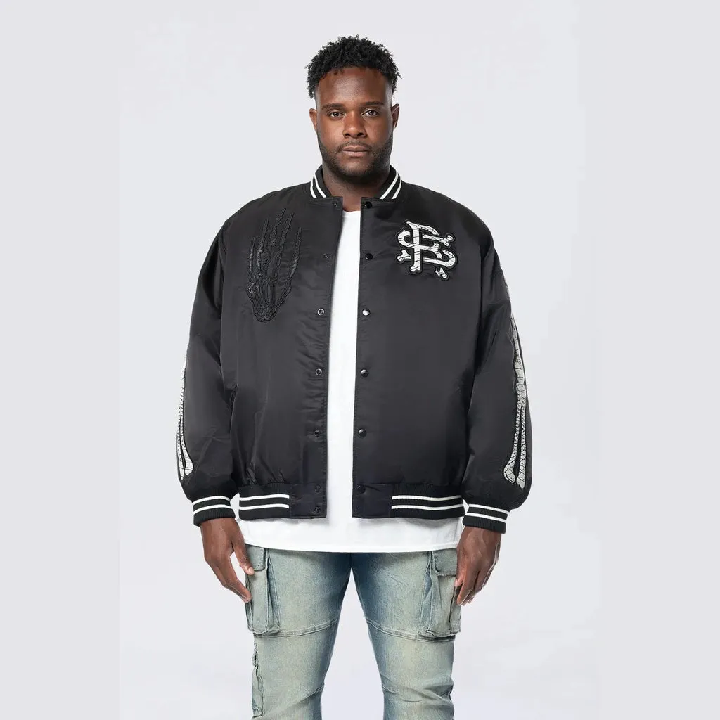 Big and Tall - Satin Stadium Jacket - Black