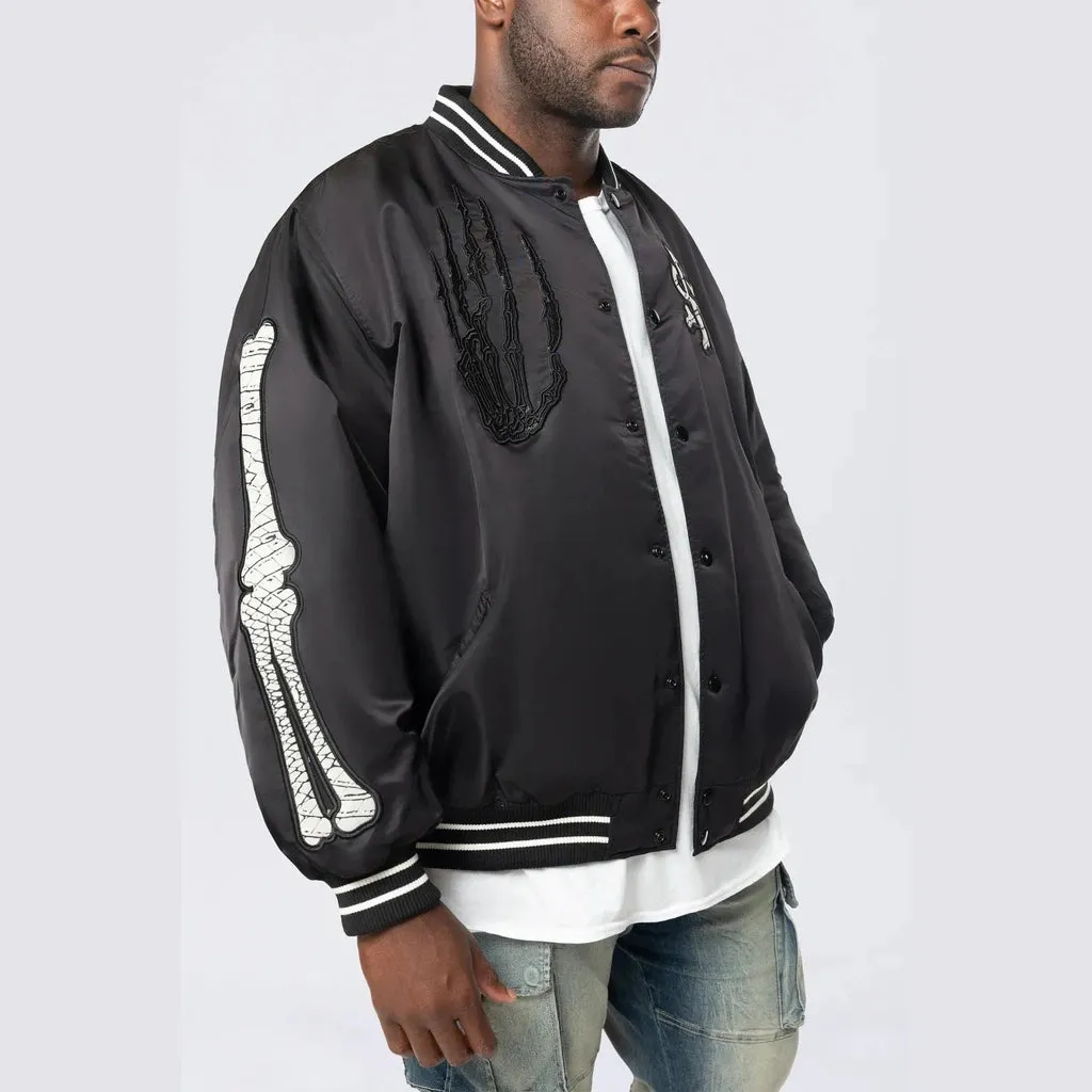 Big and Tall - Satin Stadium Jacket - Black