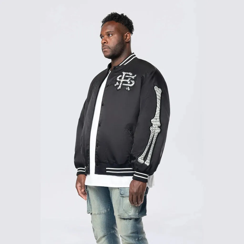 Big and Tall - Satin Stadium Jacket - Black