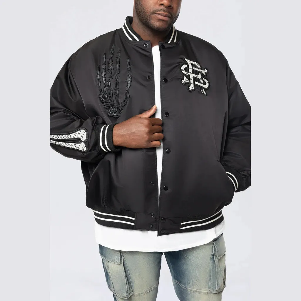 Big and Tall - Satin Stadium Jacket - Black