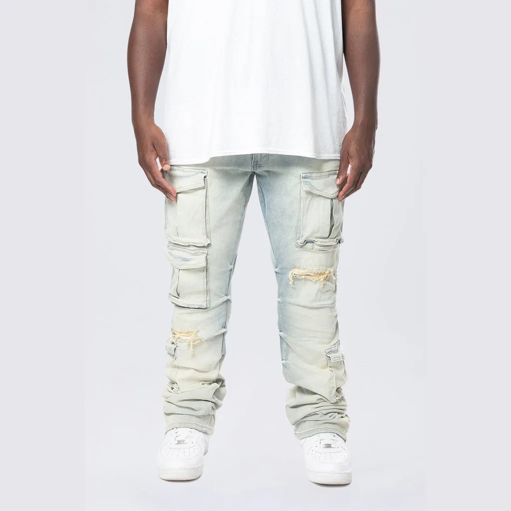 Big and Tall - Stacked Utility Pocket Jeans - Ombre Blue