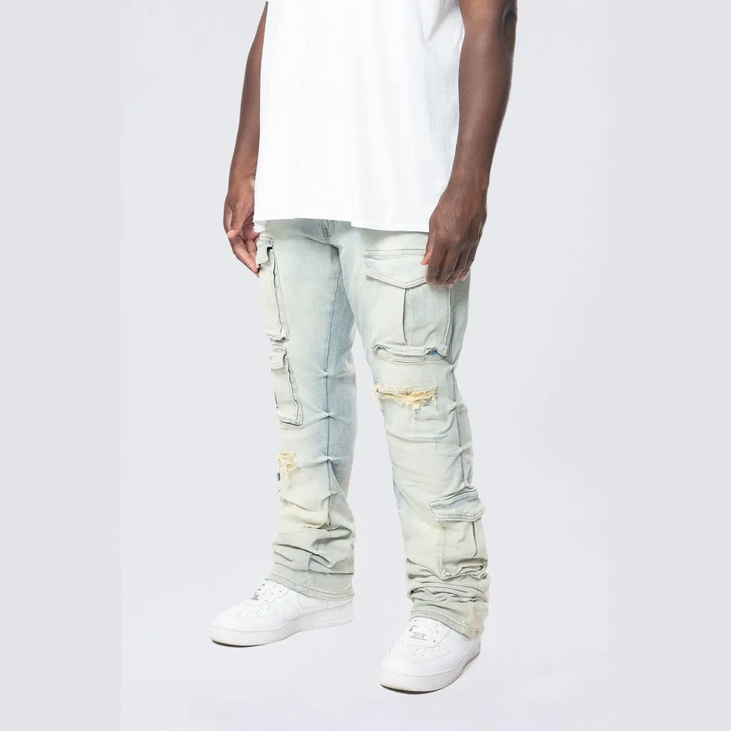 Big and Tall - Stacked Utility Pocket Jeans - Ombre Blue