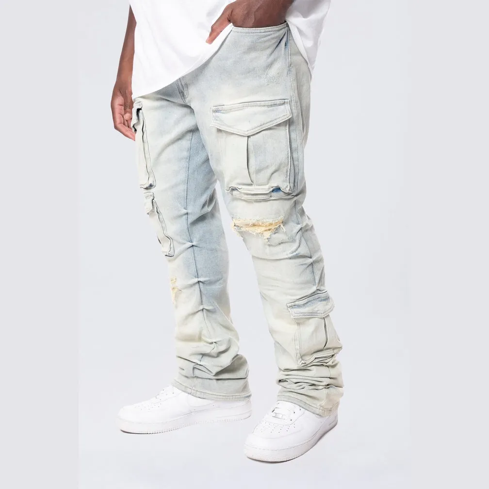 Big and Tall - Stacked Utility Pocket Jeans - Ombre Blue