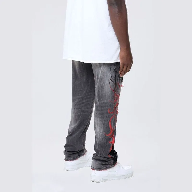 Big and Tall - Tribal Print R&R Jeans - Orca Grey