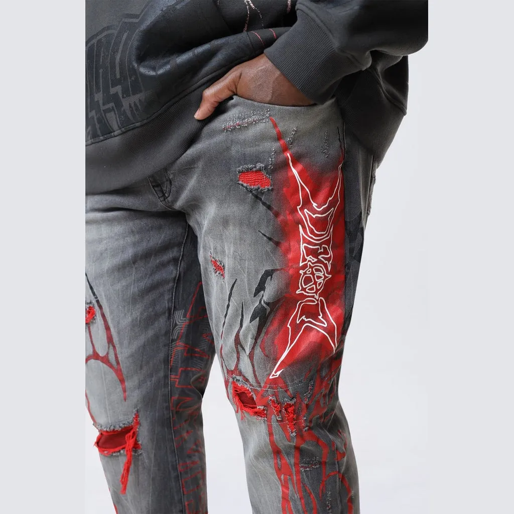 Big and Tall - Tribal Print R&R Jeans - Orca Grey