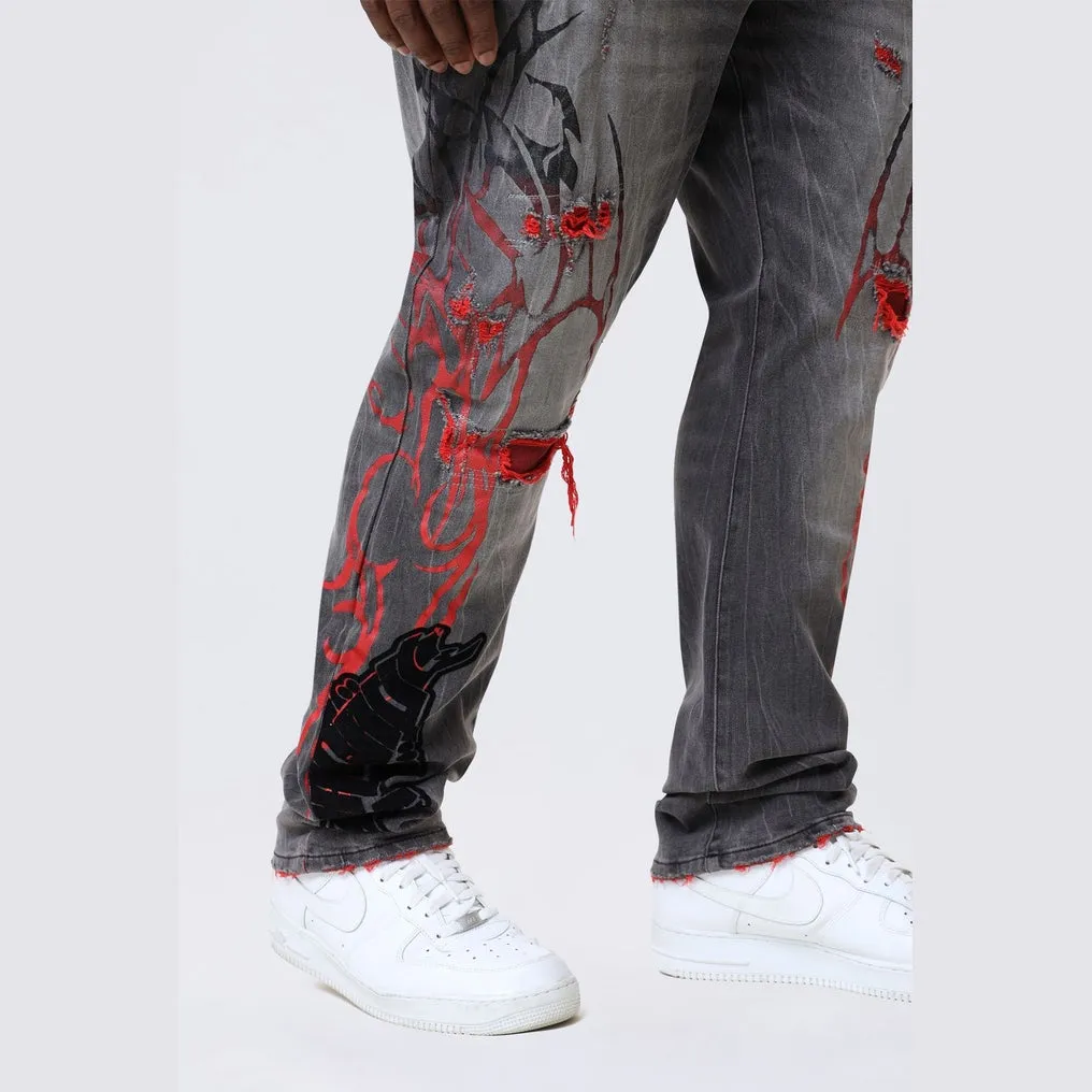 Big and Tall - Tribal Print R&R Jeans - Orca Grey