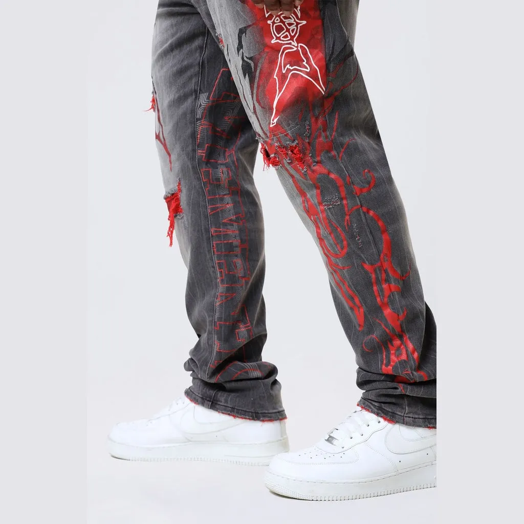 Big and Tall - Tribal Print R&R Jeans - Orca Grey