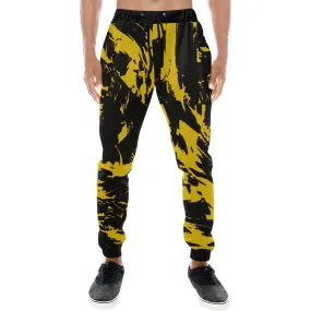 Black and Yellow Paint Splatter Men's Big & Tall All Over Print Jogger Sweatpants