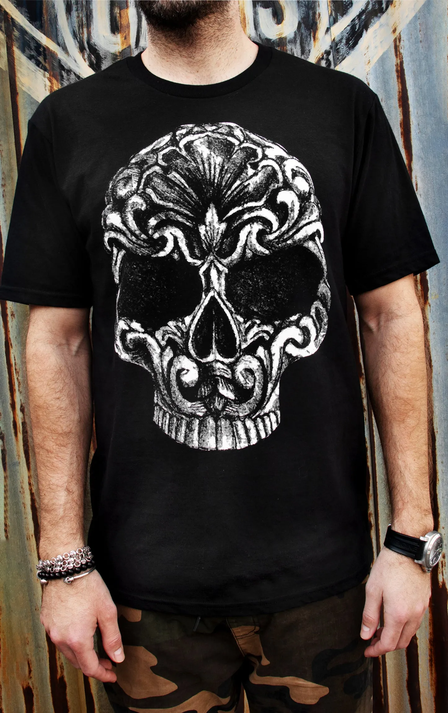 Black Baroque Skull Graphic Tee