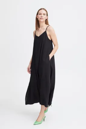 Black Linen Midi Dress