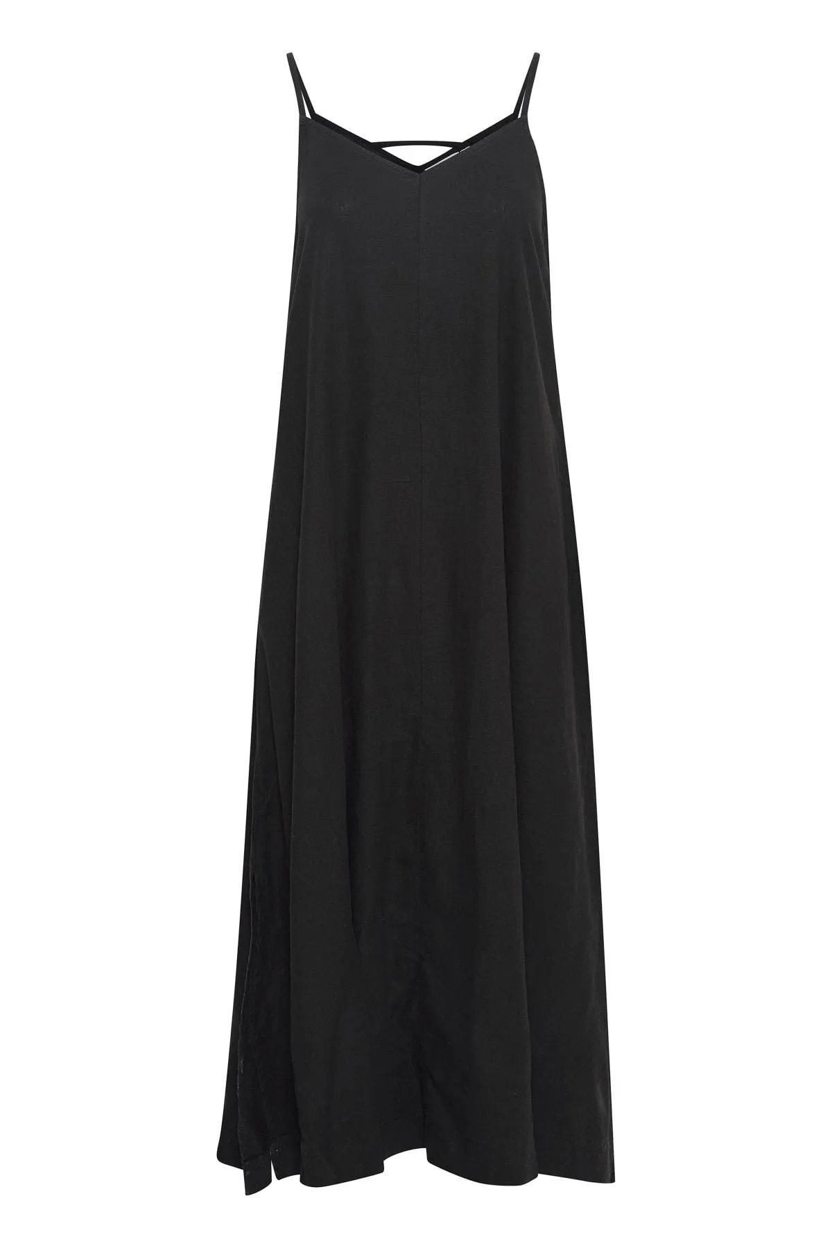 Black Linen Midi Dress