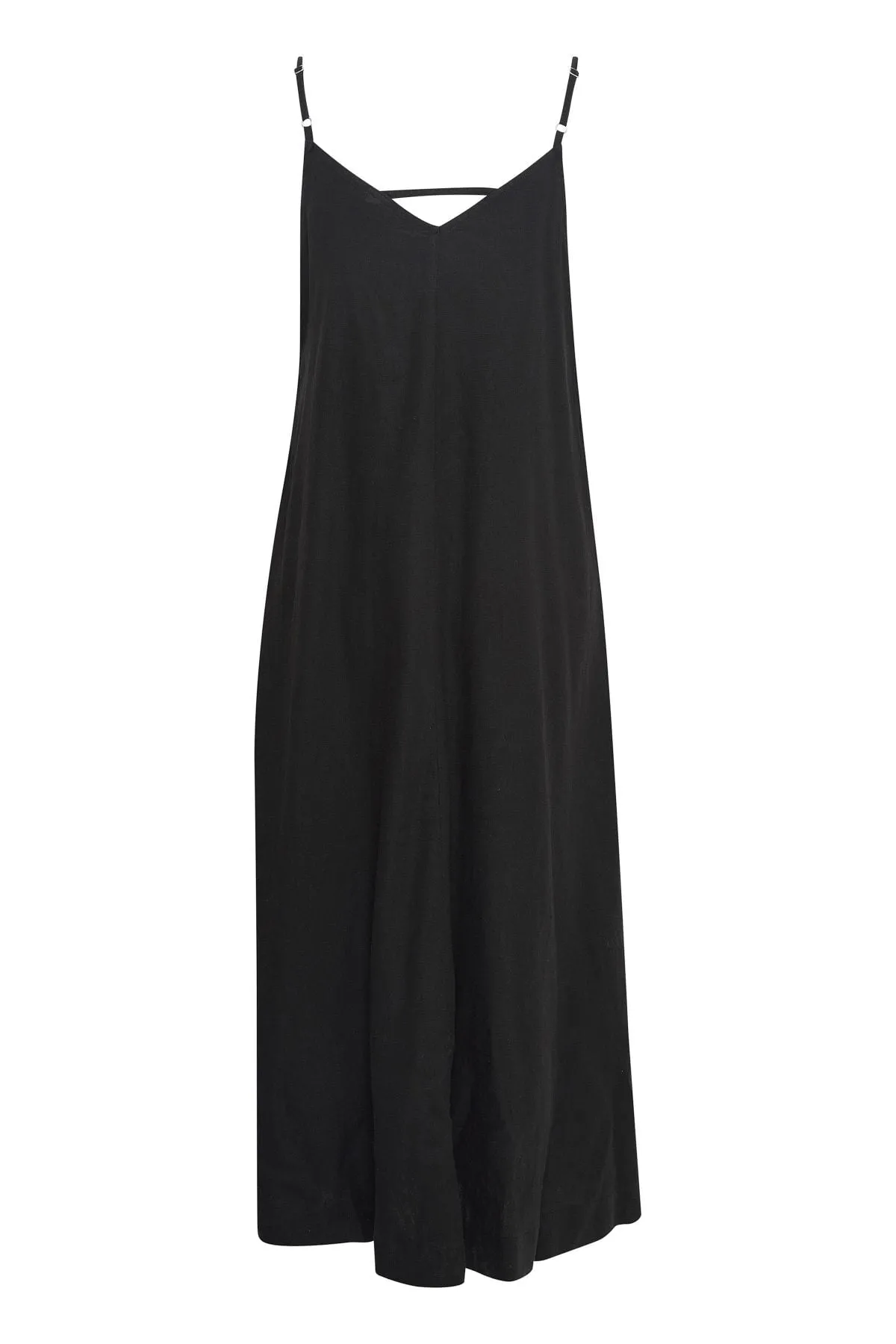 Black Linen Midi Dress