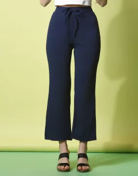 Blue knotted Straight Fit Trouser