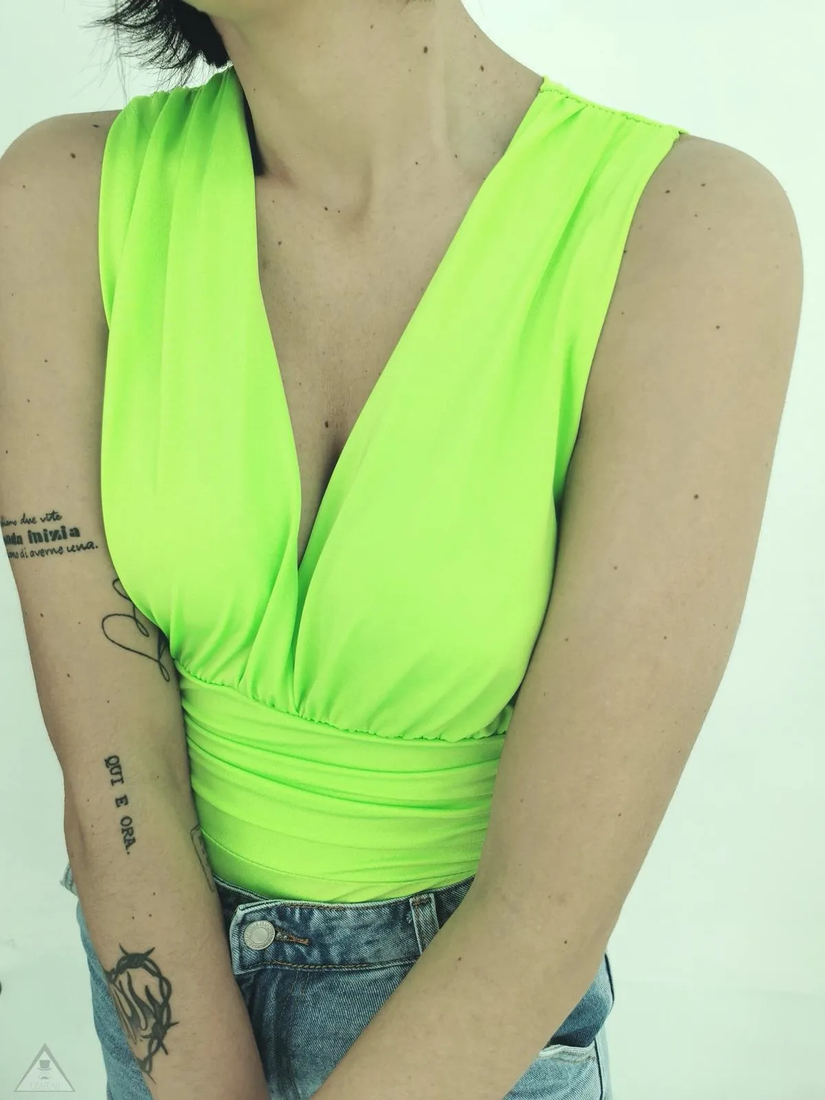 Body Arricciato Giallo Fluo