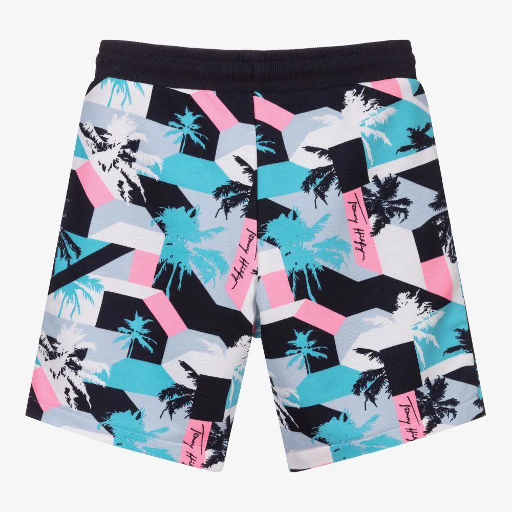 Boys Blue Graphic Palm Shorts