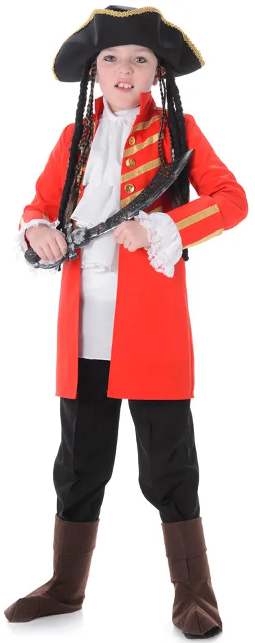 Boys Red Pirate Captain Hook Fancy Dress World Book Day Costume