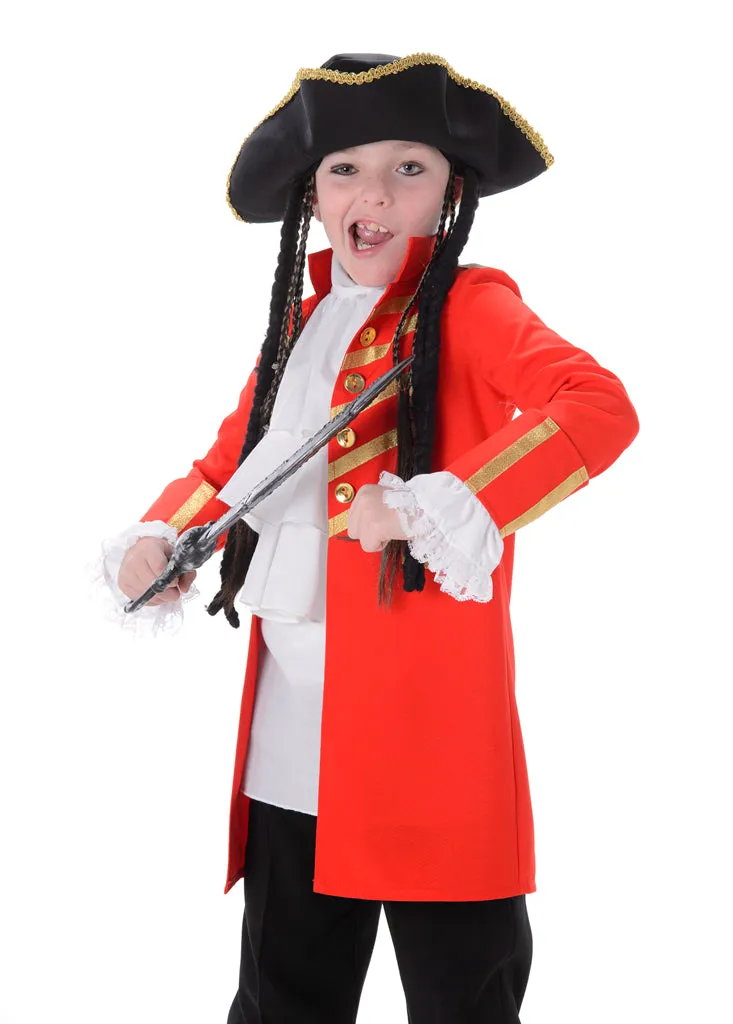 Boys Red Pirate Captain Hook Fancy Dress World Book Day Costume