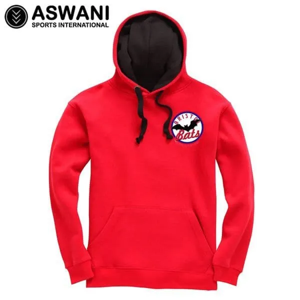 Bristol Bats Baseball Club Contrast Hoodie - Red/Black