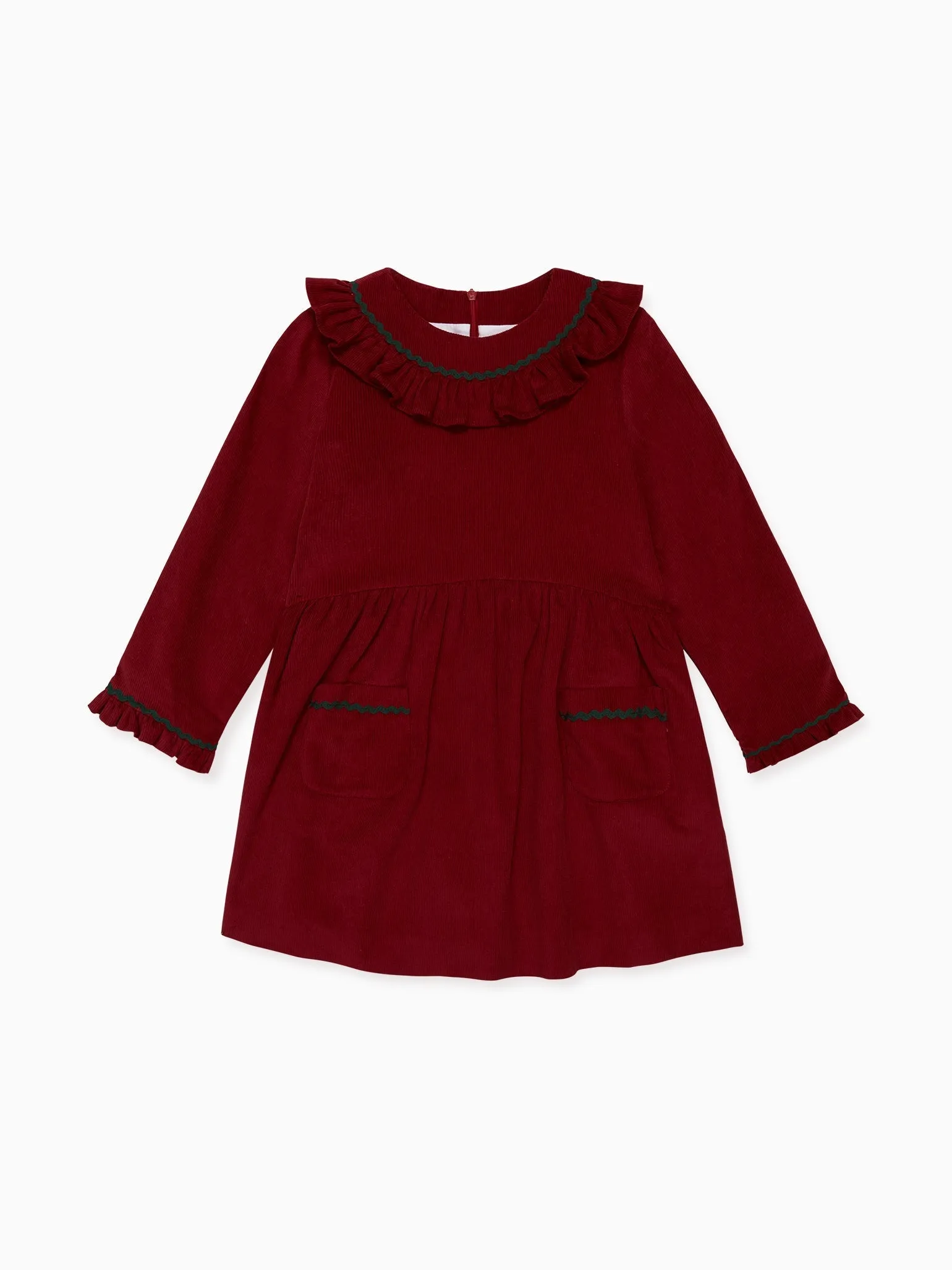 Burgundy Vivian Corduroy Girl Dress