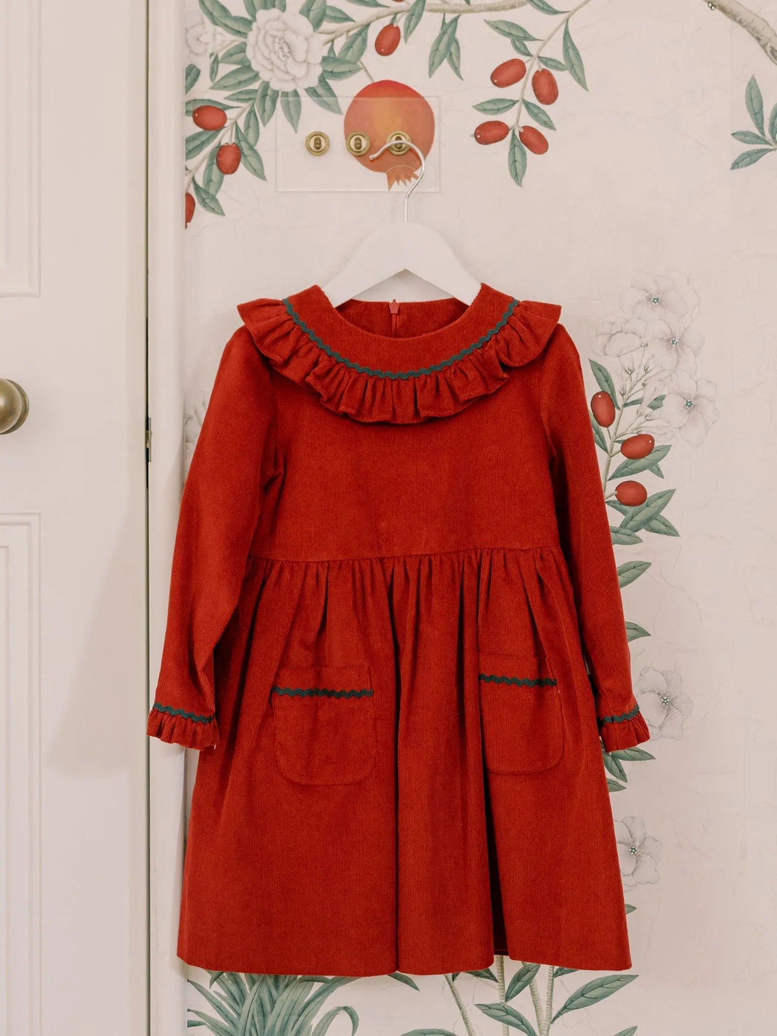 Burgundy Vivian Corduroy Girl Dress