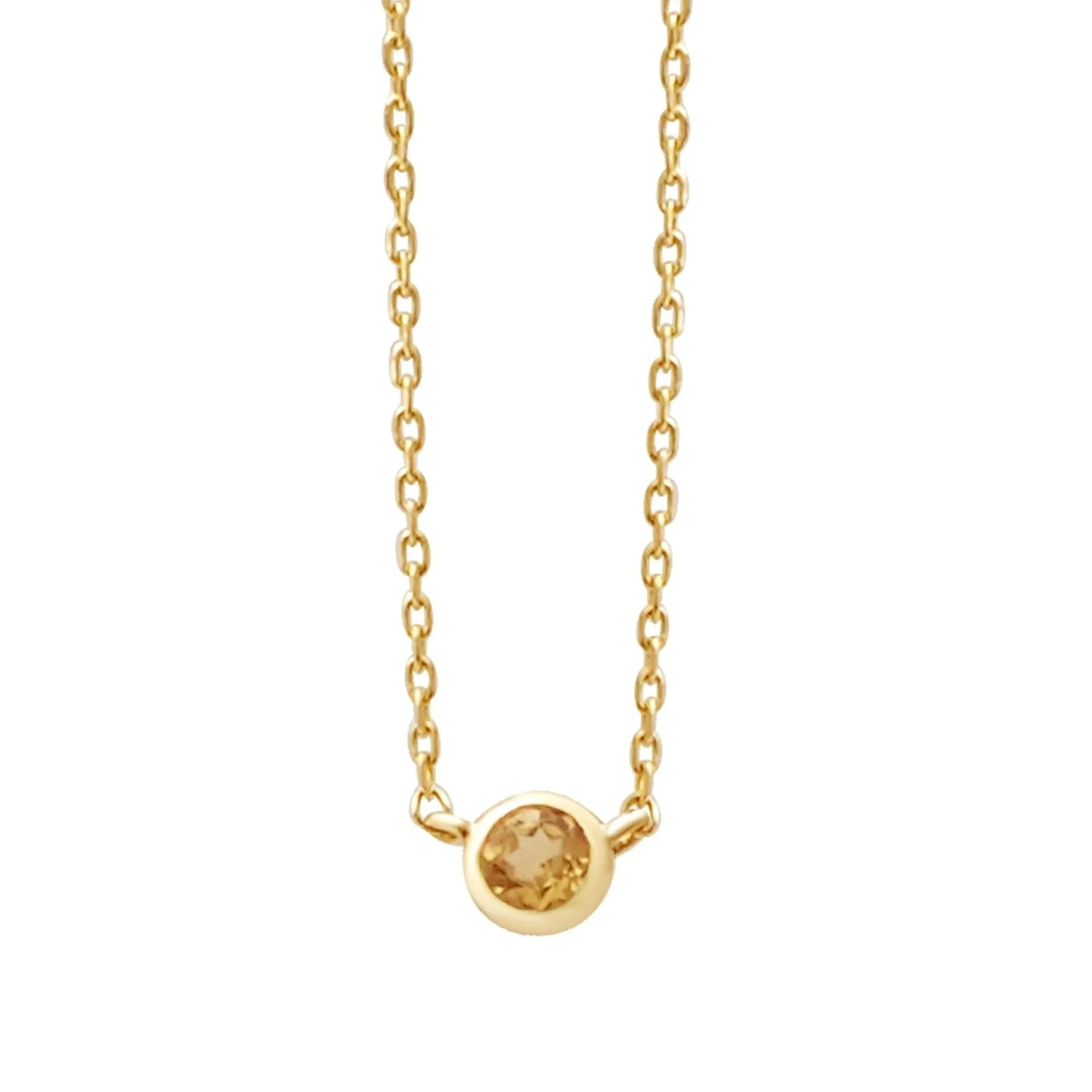 Citrine Station Necklace Bezel Set in 14k Gold