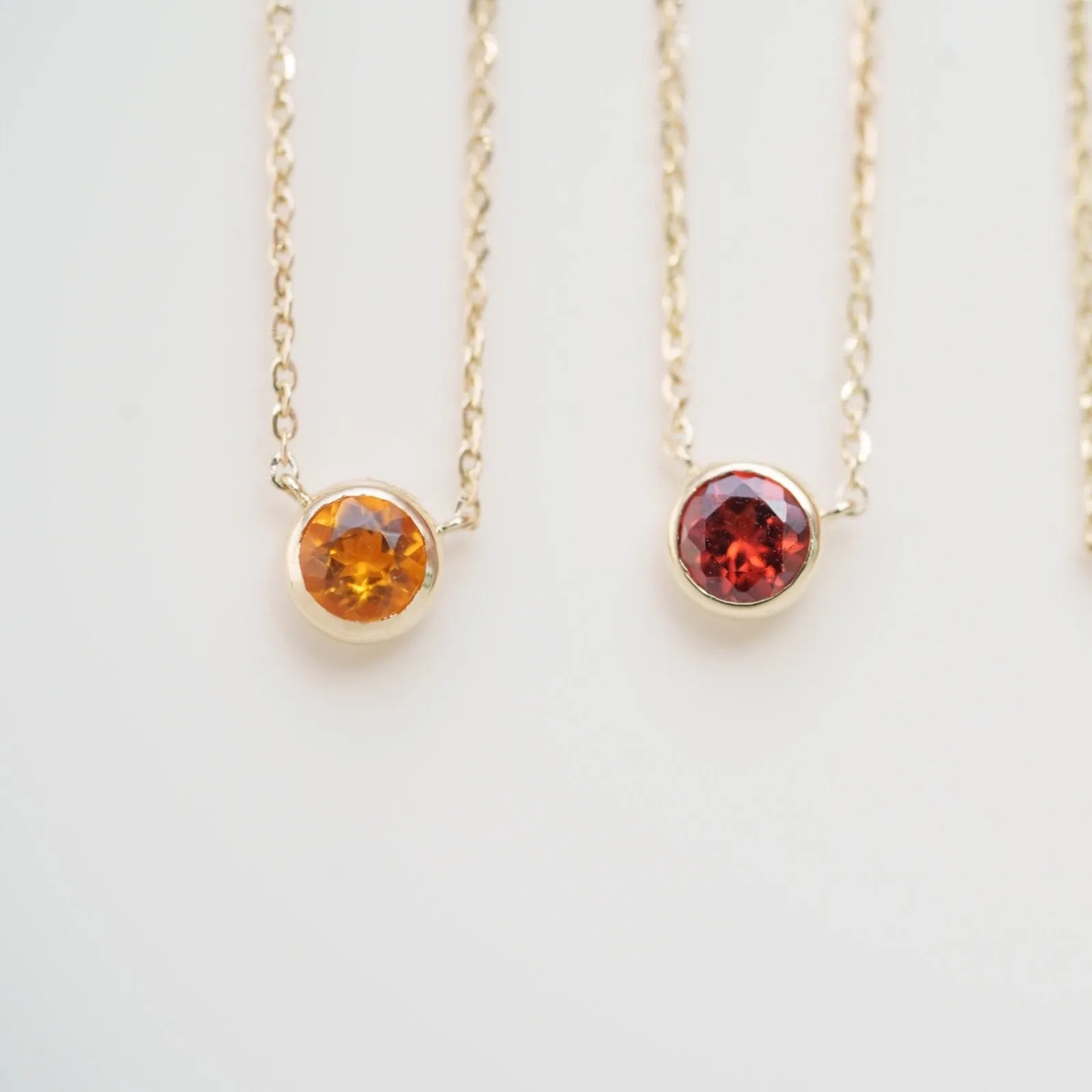 Citrine Station Necklace Bezel Set in 14k Gold