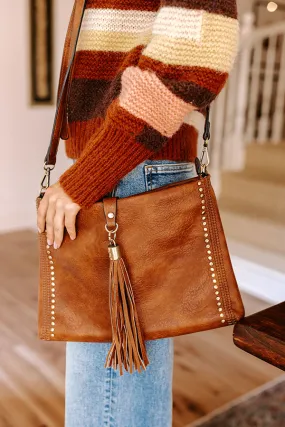 Cityscape Chic Faux Leather Crossbody In Brown