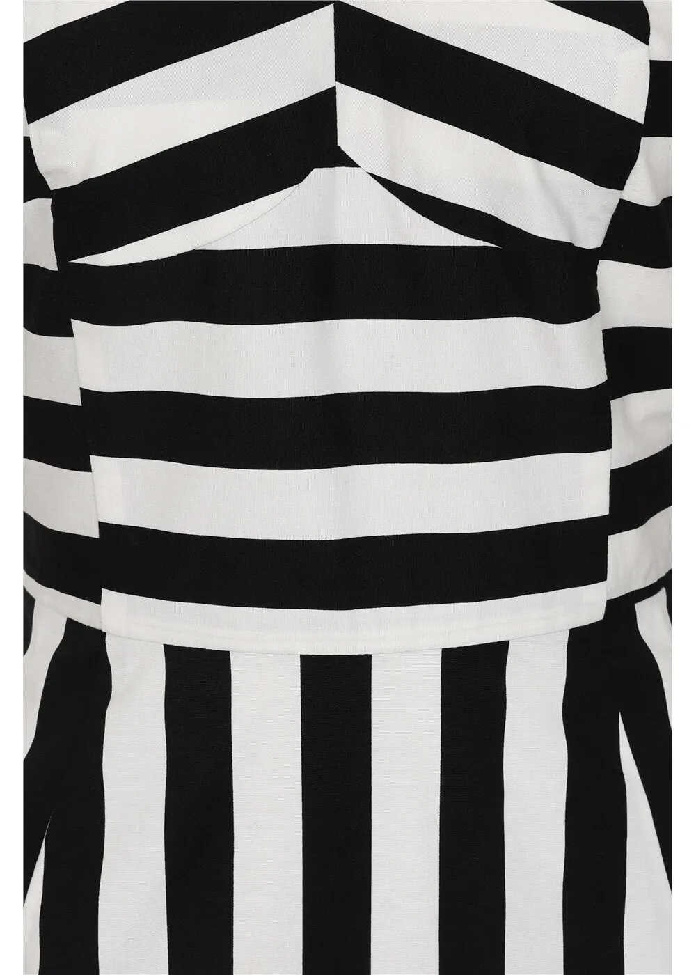 Collectif Emma Contrast Stripe 50's Swing Dress Black White