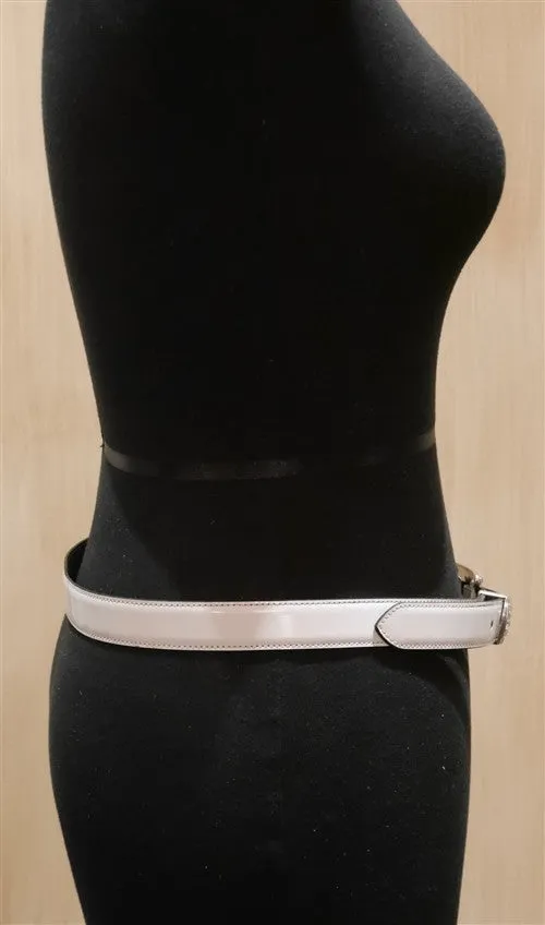 Continental Leather Fashion White Jeweled Skinny Belt