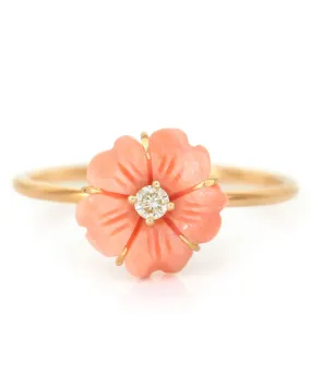 Coral Mini Flower Diamond Ring