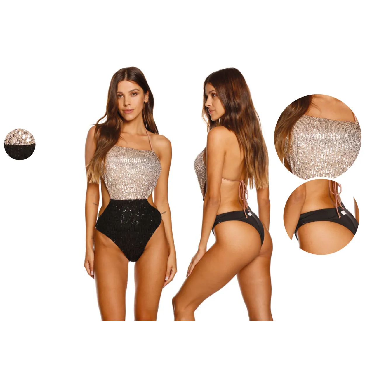 Costume bicolore Cotazur con paillettes