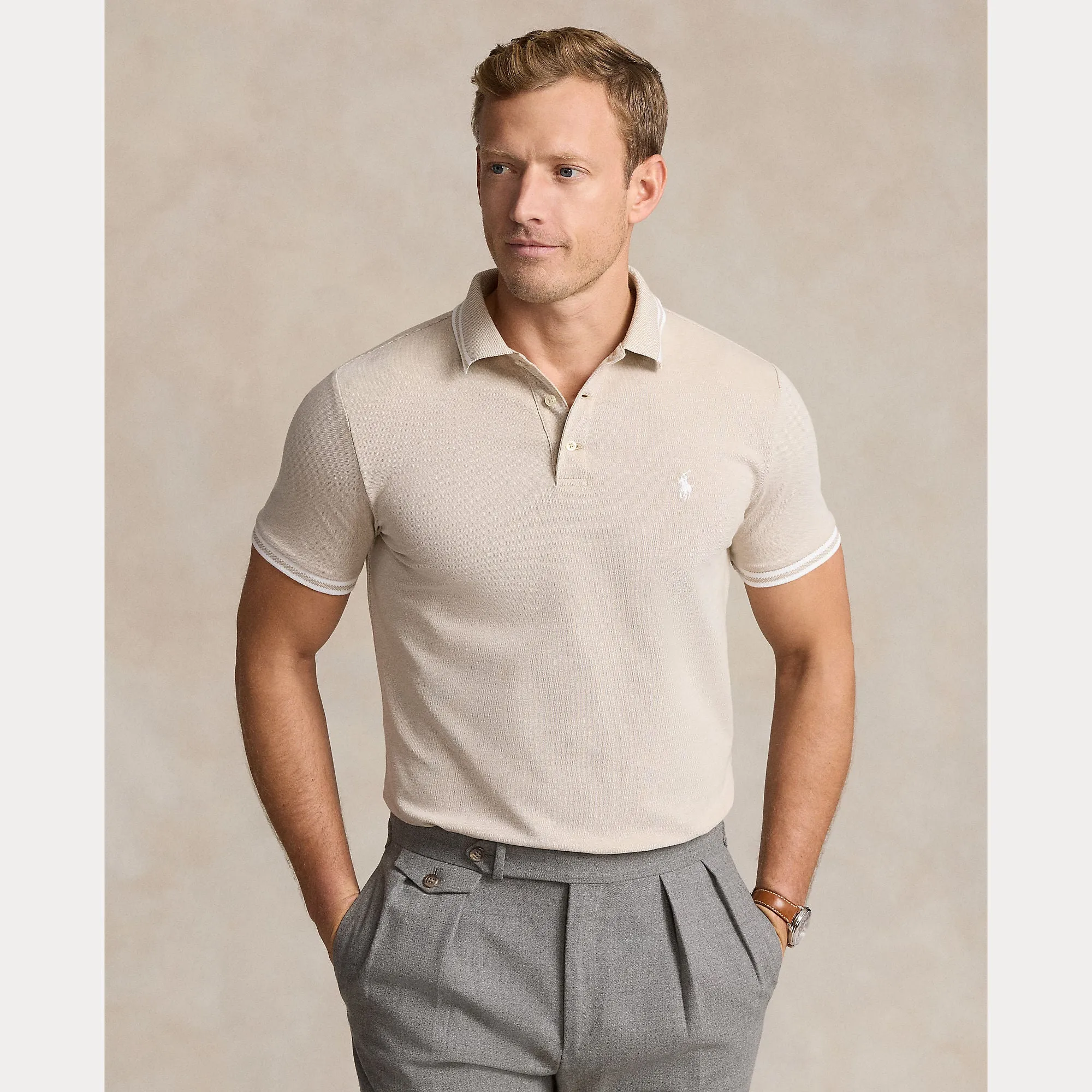 CUSTOM SLIM FIT STRETCH MESH POLO SHIRT