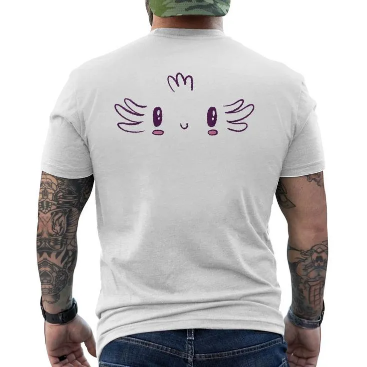 Cute Axolotl Face Kawaii Halloween Costume Men's T-shirt Back Print