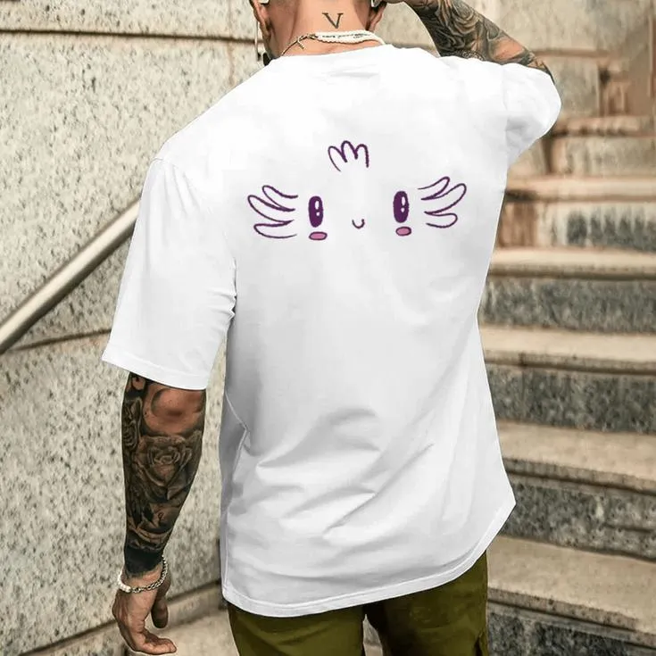 Cute Axolotl Face Kawaii Halloween Costume Men's T-shirt Back Print