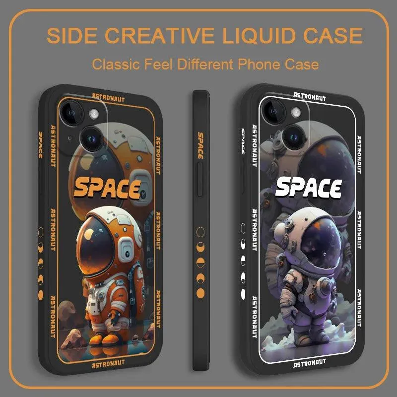 Cute Cartoon Astronaut Phone Case for iPhone 12, 11, 13, 14 Pro Max, X, XS, XR Plus