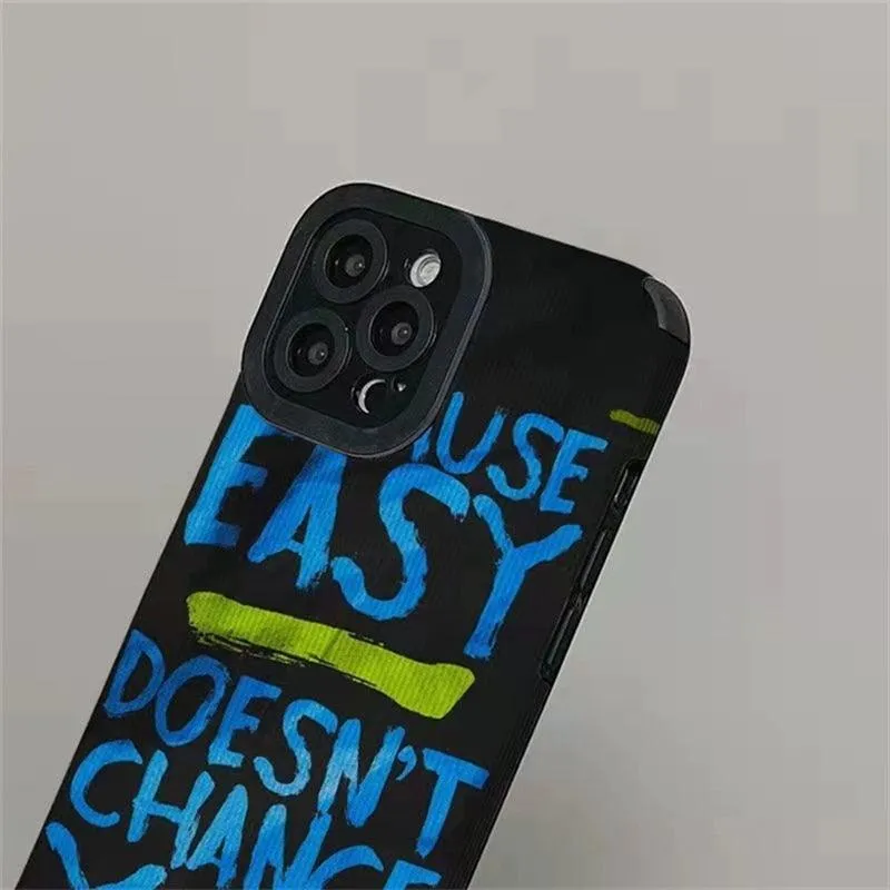 Cute Graffiti Blue Letter Phone Case for iPhone 11, 12, 13, 14 Pro Max, XR, Xs, 7, 8 Plus, SE, and 6