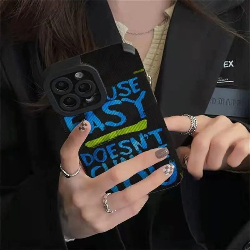 Cute Graffiti Blue Letter Phone Case for iPhone 11, 12, 13, 14 Pro Max, XR, Xs, 7, 8 Plus, SE, and 6