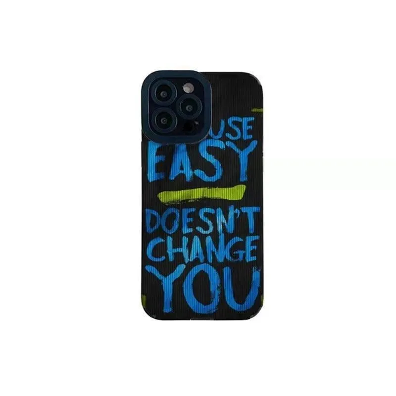 Cute Graffiti Blue Letter Phone Case for iPhone 11, 12, 13, 14 Pro Max, XR, Xs, 7, 8 Plus, SE, and 6