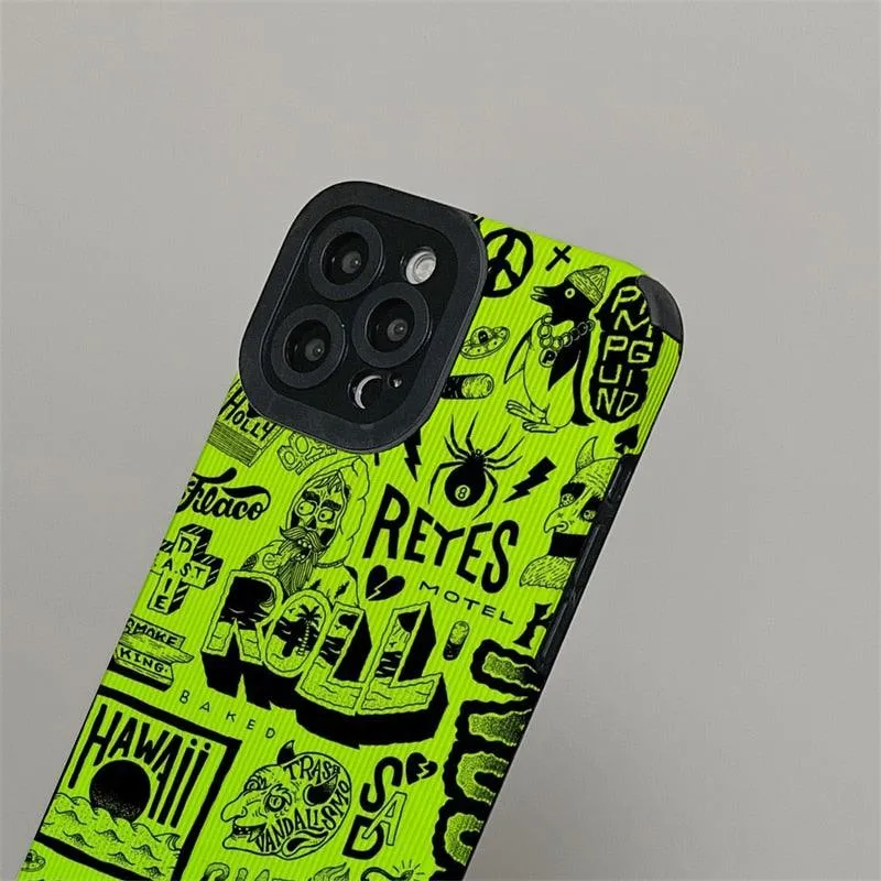 Cute Graffiti Fashion Phone Case - Soft Cover for iPhone 14, 13, 12, 11 Pro Max, XR, X, XS Max, 6, 7, 8 Plus