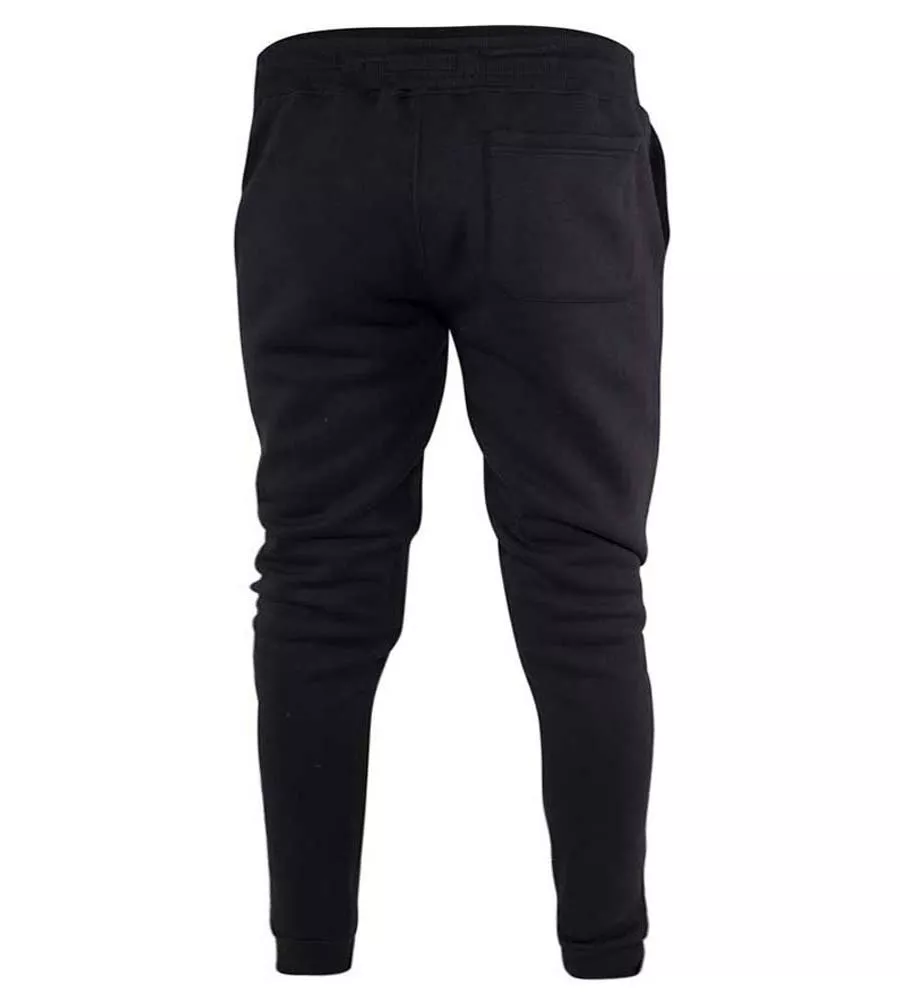 D555 Big Mens Black Cuffed Jogger With Side Pockets and Drawcord (BRANDON)