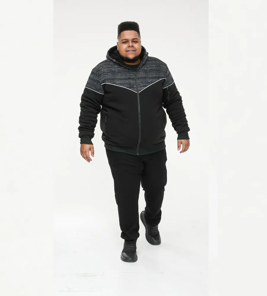 D555 Big Mens Black Hoodie With Sherpa Lining (HENNESSEY)