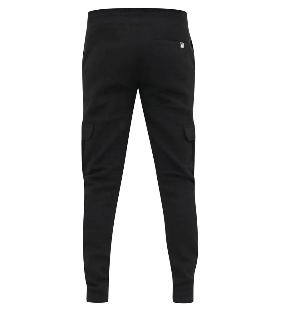 D555 Tall Mens Black Joggers With  Cargo Pocket and Ribbed Cuffs (TILDEN 2)